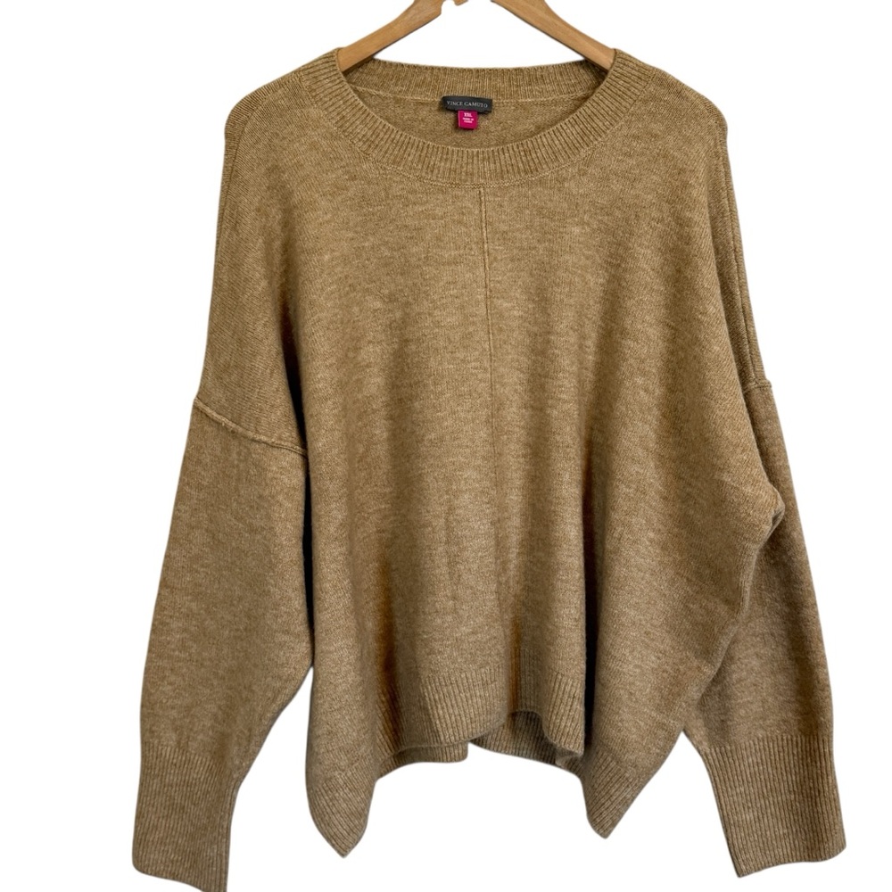 Vince Camuto Women's Center Seam Crewneck Sweater Latte Heather Women’s XXL